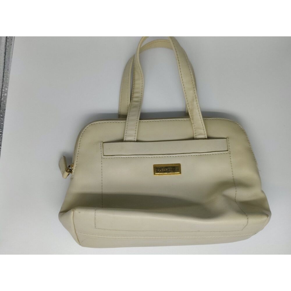 Liz Claiborne Cream Faux Leather Small 6'' Handbag Purse Tartan Plaid